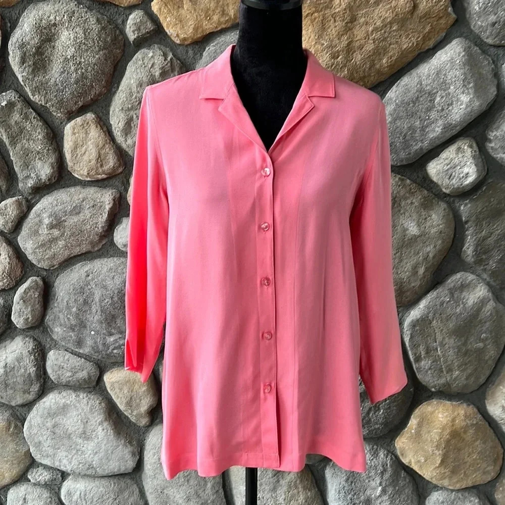 Coldwater Creek Silk‎ blend Button Down Blouse
